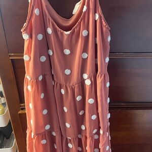 Mauve Polka dot midi Dress